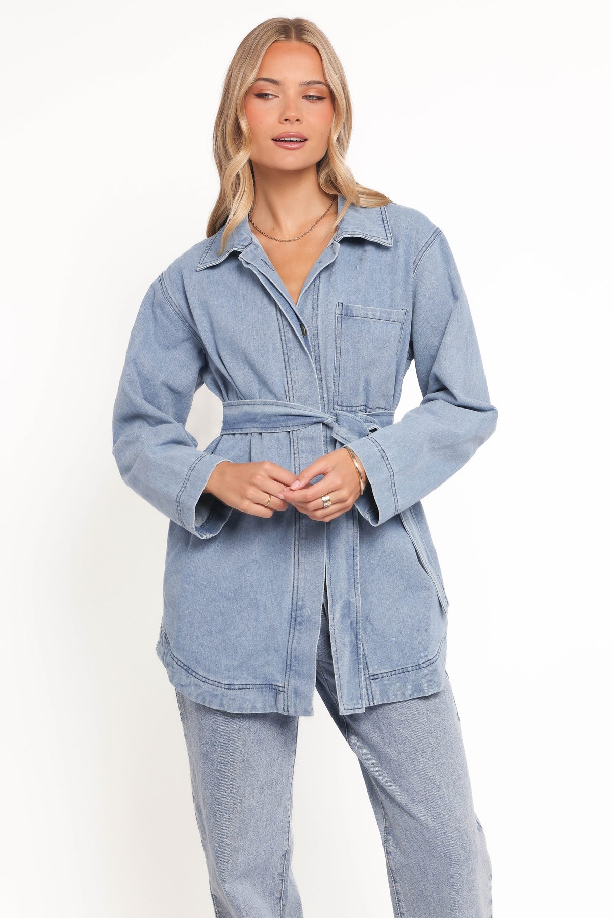 Donovan Denim Tie Jacket - Light Denim