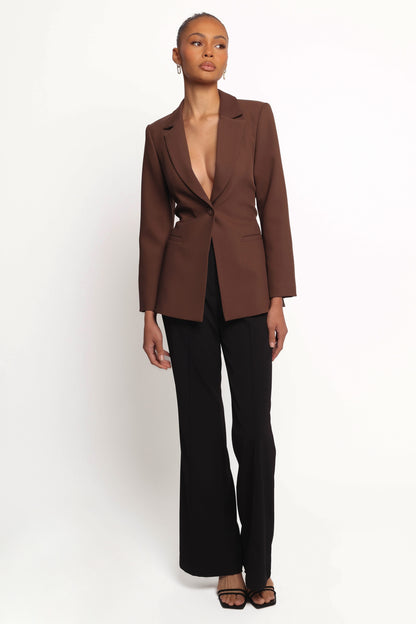Eliana Waist Tie Blazer - Espresso
