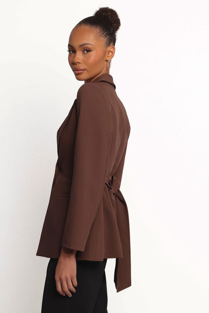 Eliana Waist Tie Blazer - Espresso