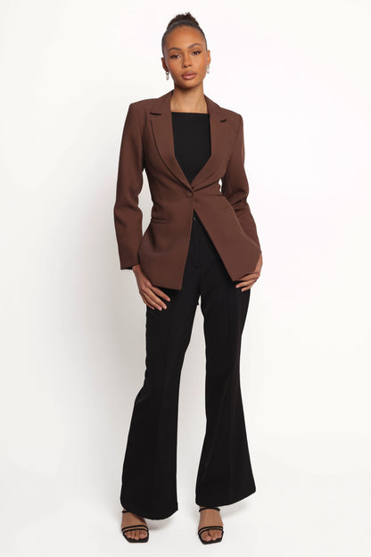 Eliana Waist Tie Blazer - Espresso