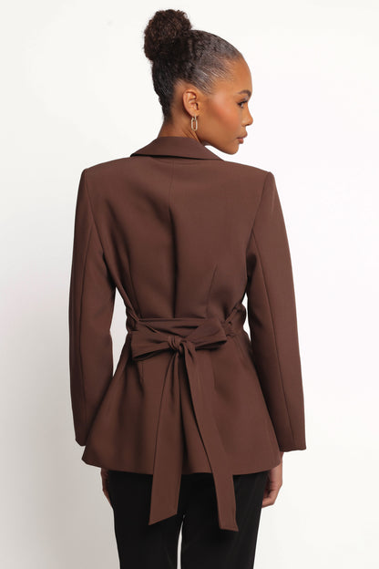 Eliana Waist Tie Blazer - Espresso