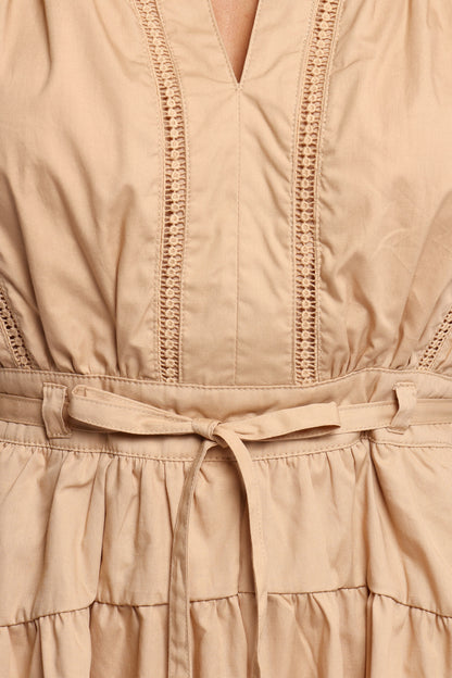 Cheyenne Tie Waist Romper - Taupe