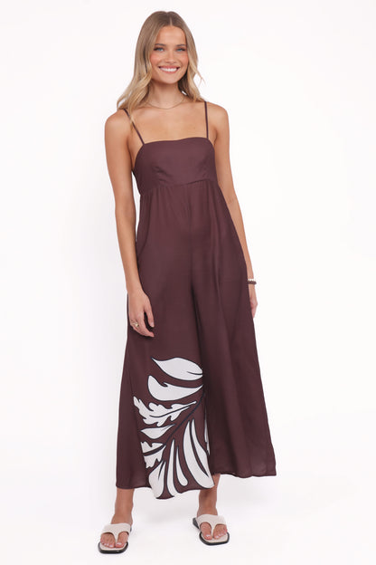 Delfina Jumpsuit - Brown Palm