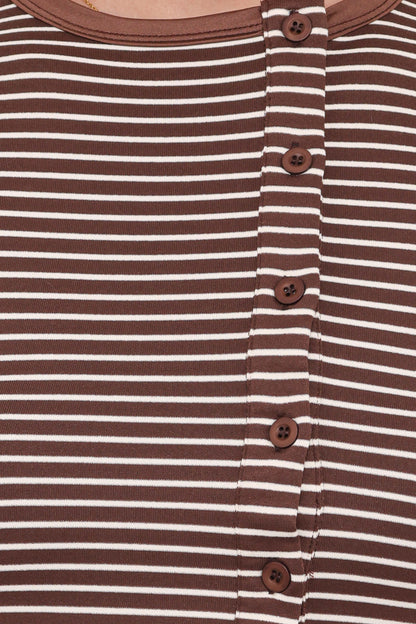 Adeline Two Piece Set - Brown/Cream Stripe