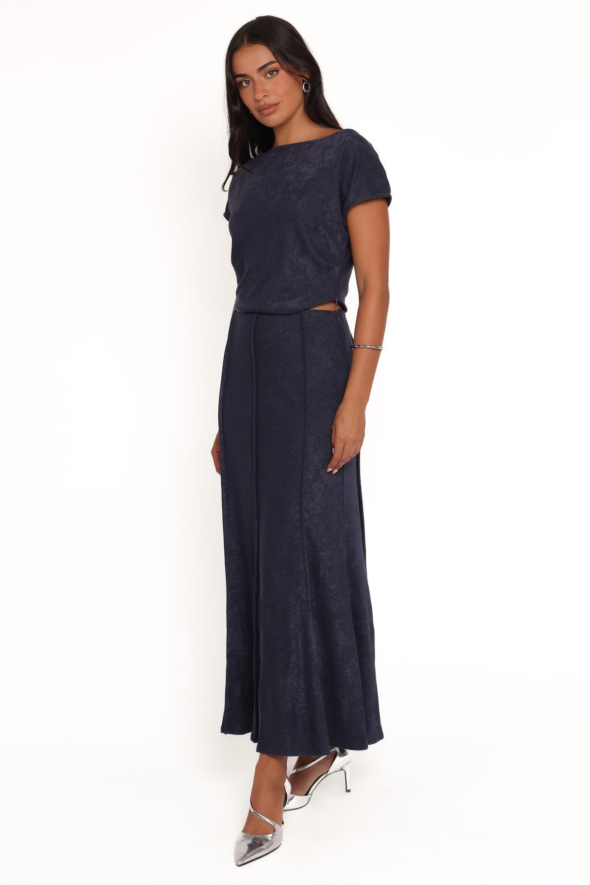Aria Maxi Skirt Set - Denim Blue