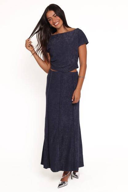 Aria Maxi Skirt Set - Denim Blue