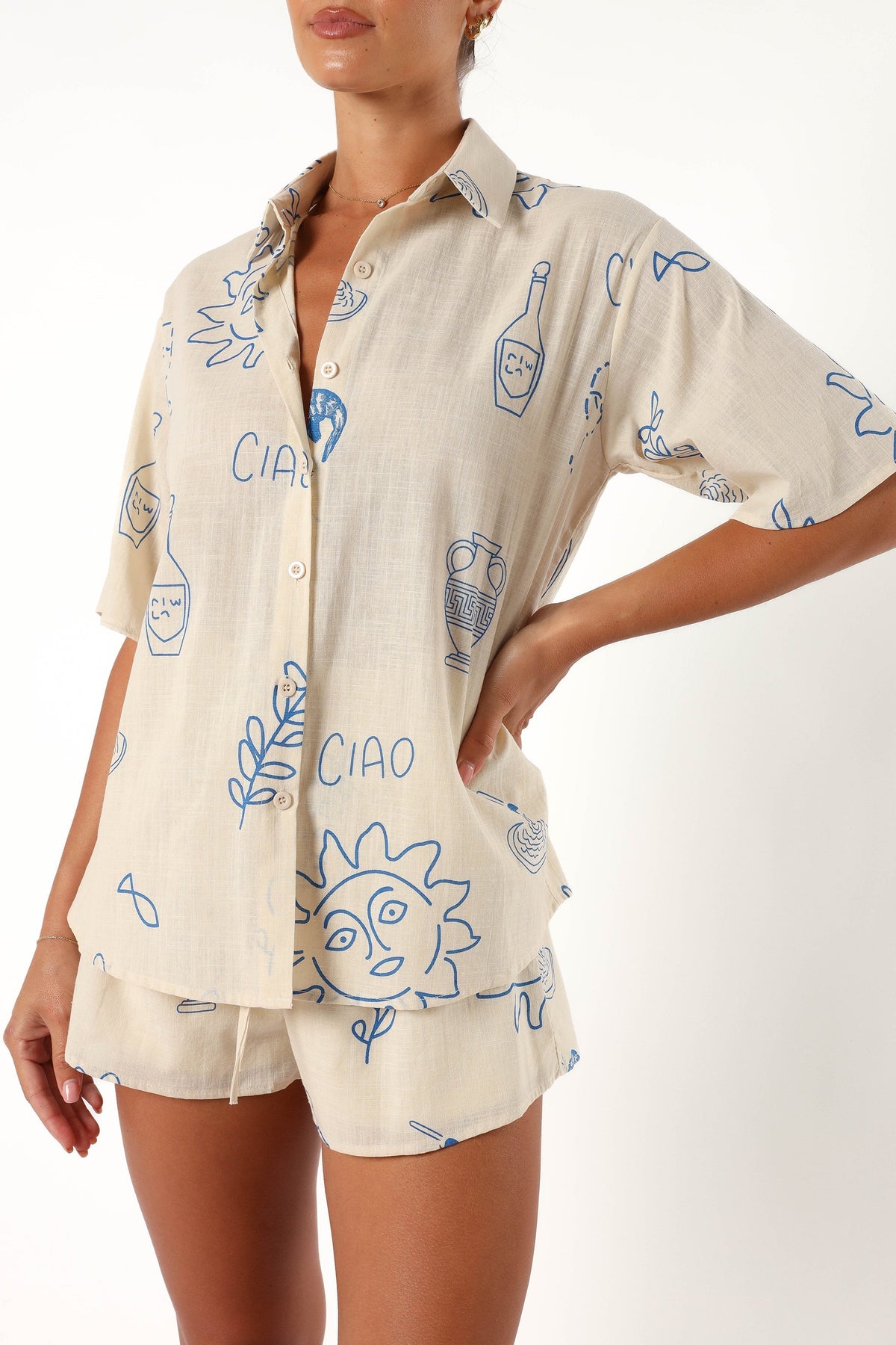 Davey Short Set - Cream Blue