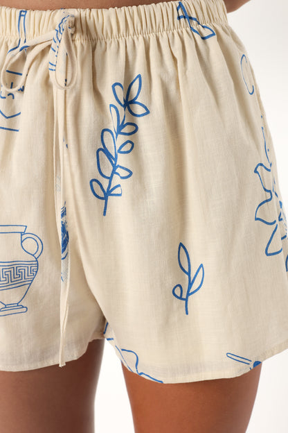 Davey Short Set - Cream Blue