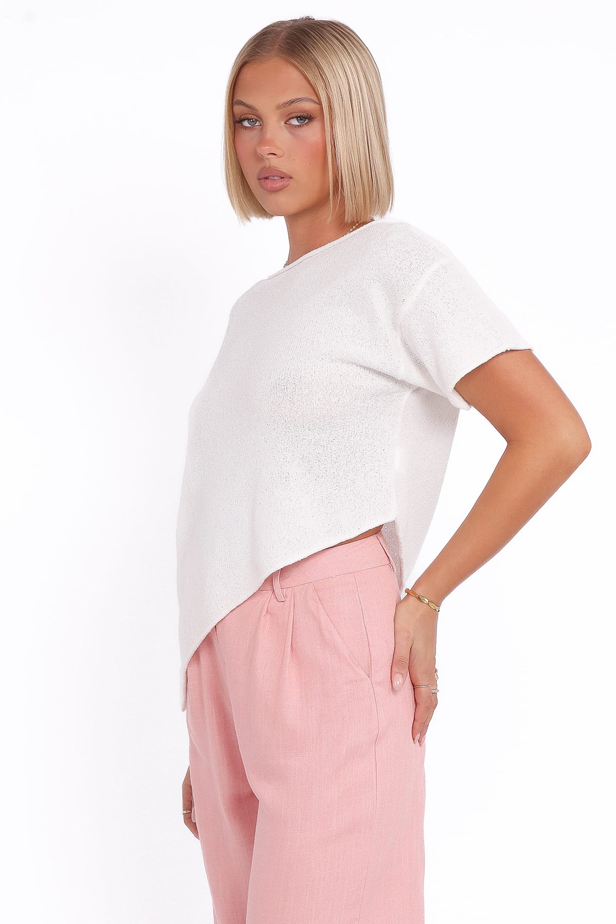 Ardena Boucle Knit Top - Cream