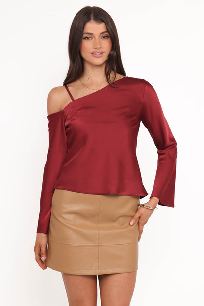 Brisa Off Shoulder Top - Cherry