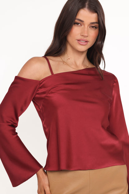 Brisa Off Shoulder Top - Cherry