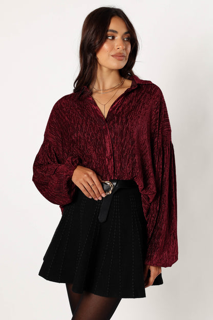 Cadence Long Sleeve Top - Burgundy
