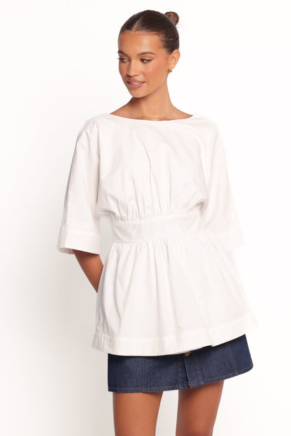 Camila Open Back Top - White