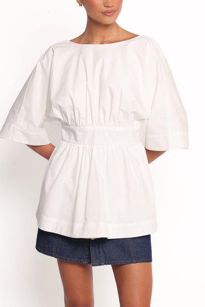 Camila Open Back Top - White
