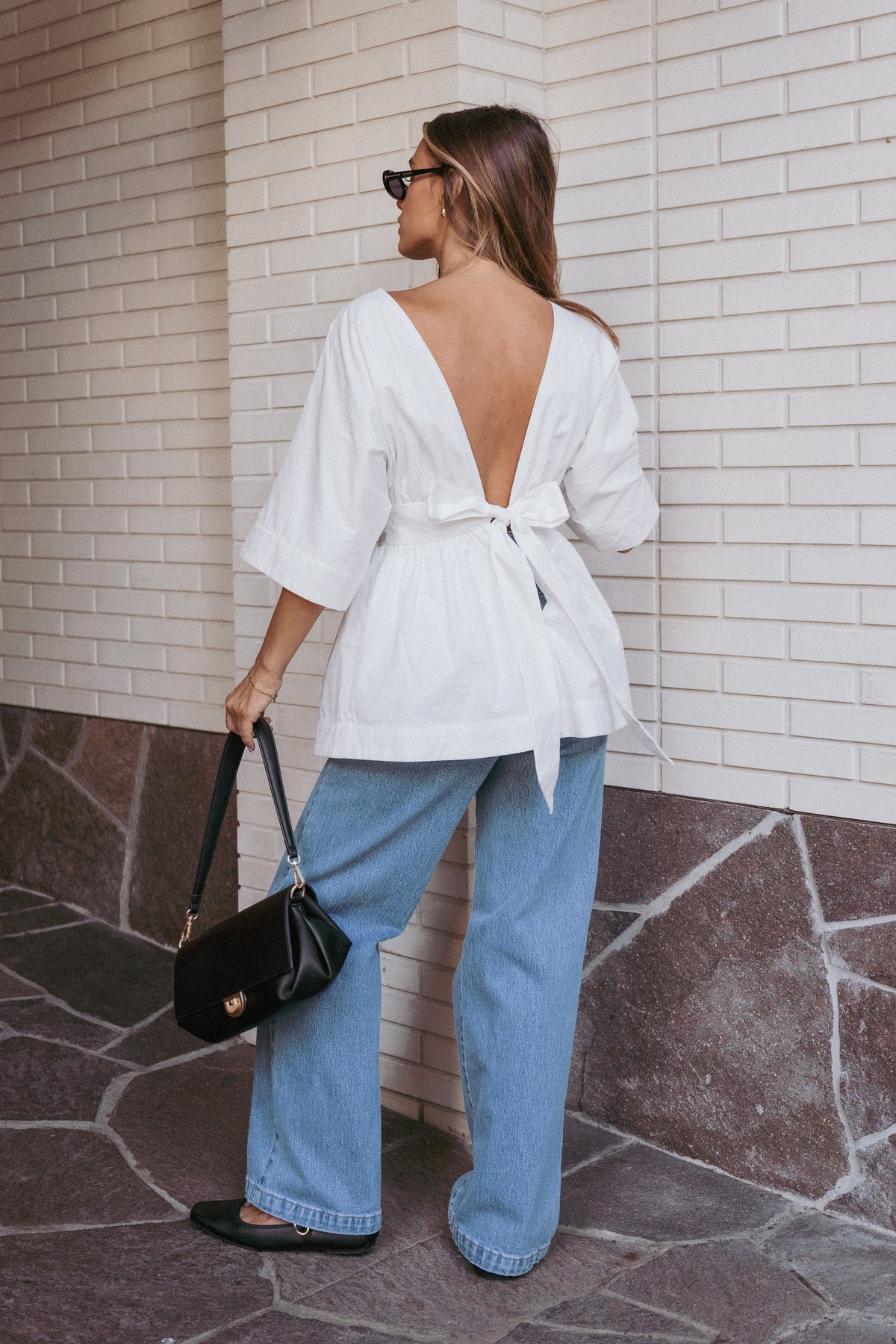 Camila Open Back Top - White