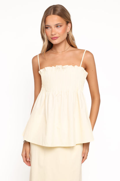 Carson Pleated Top - Butter Yellow