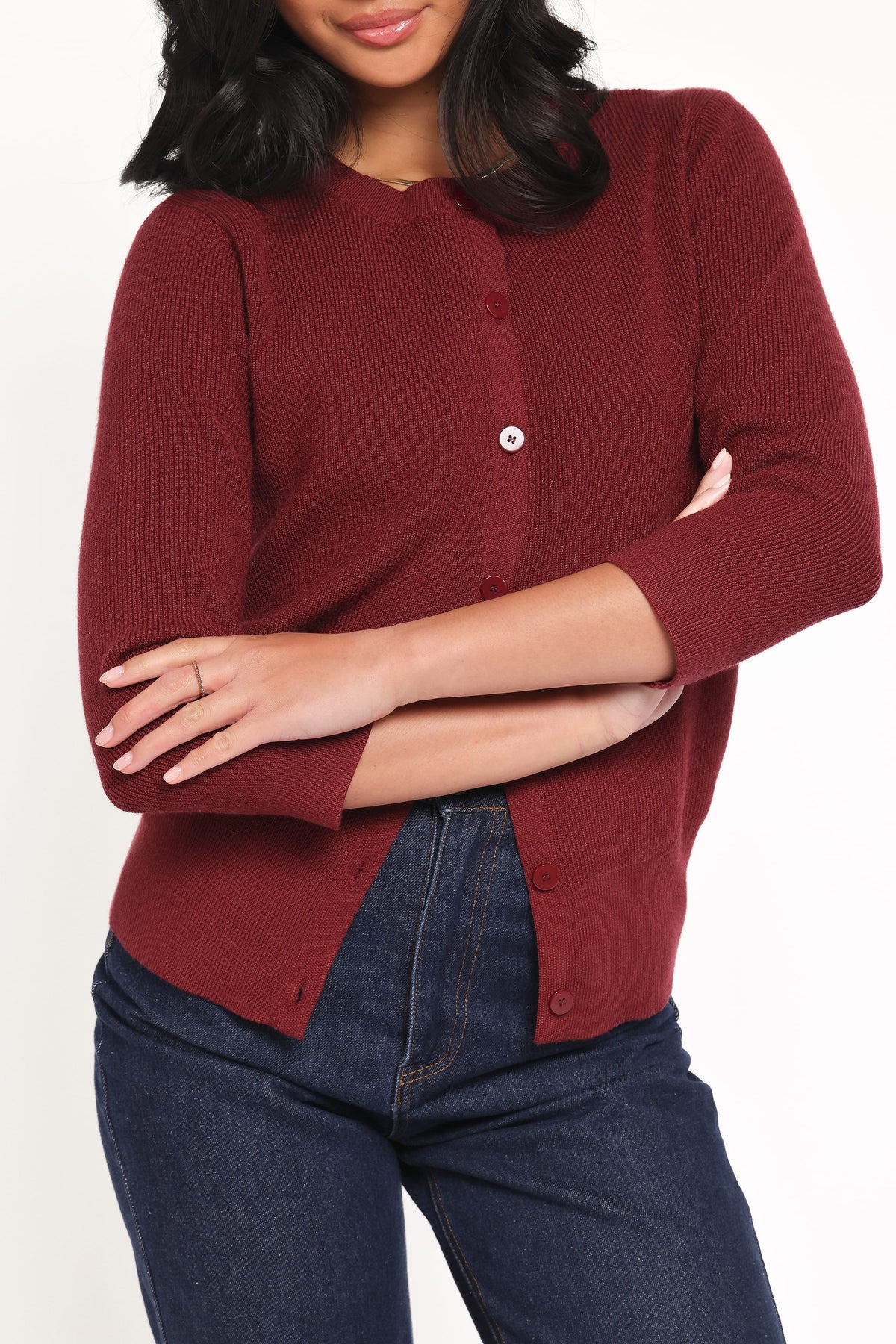 Cataline Button Front Top - Wine