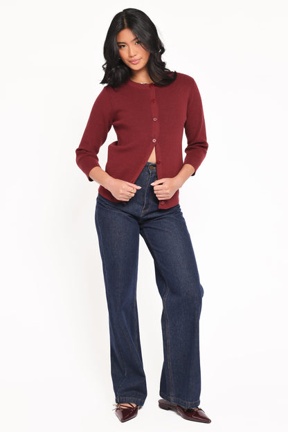 Cataline Button Front Top - Wine