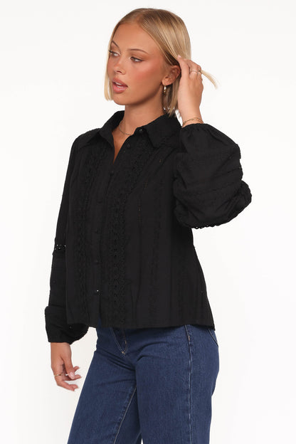 Catania Lace Inset Top - Black