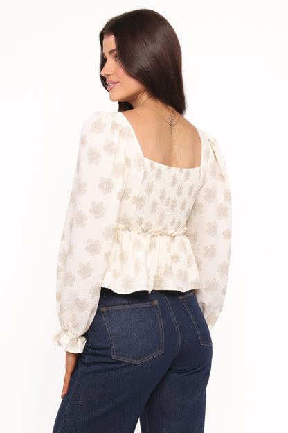 Cielo Top - Sand Beige Floral