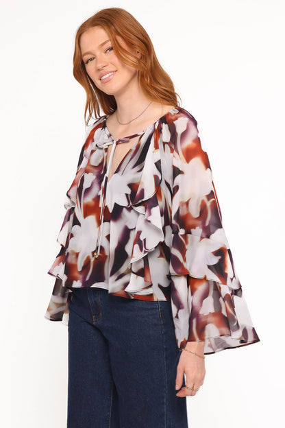 Elinor Top - Blurred Floral