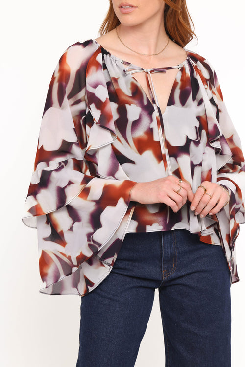 Elinor Top - Blurred Floral