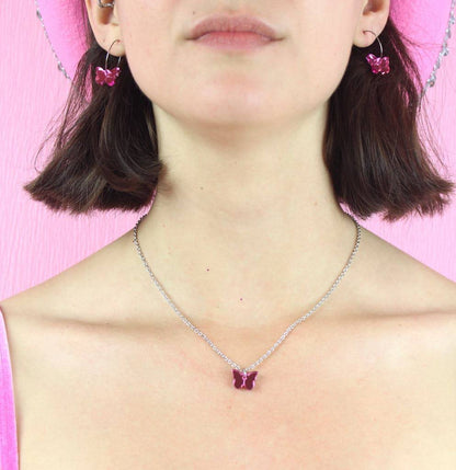 You're My Butterfly, Sugar Baby Hoop Earrings (Pink Mirror)