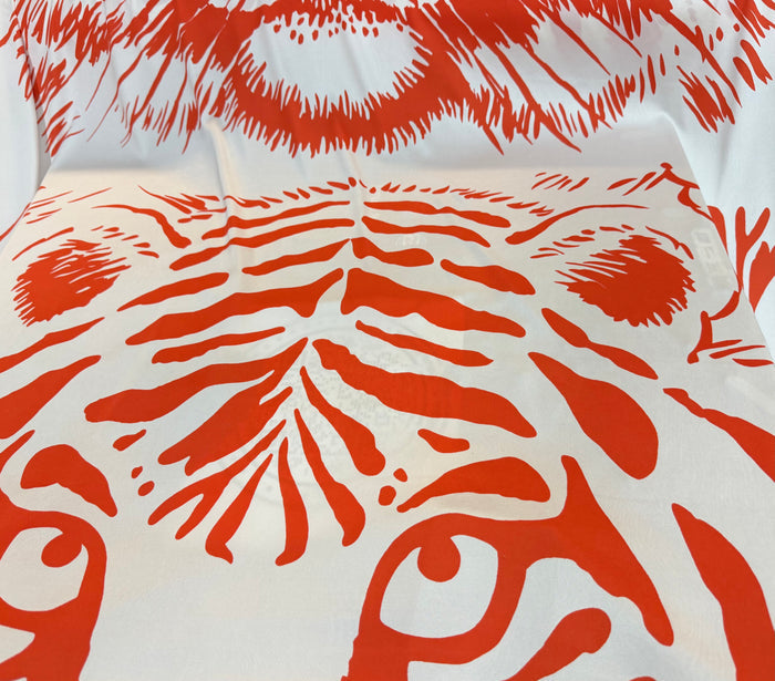 Printed Silk Jersey - Coral Orange Tiger