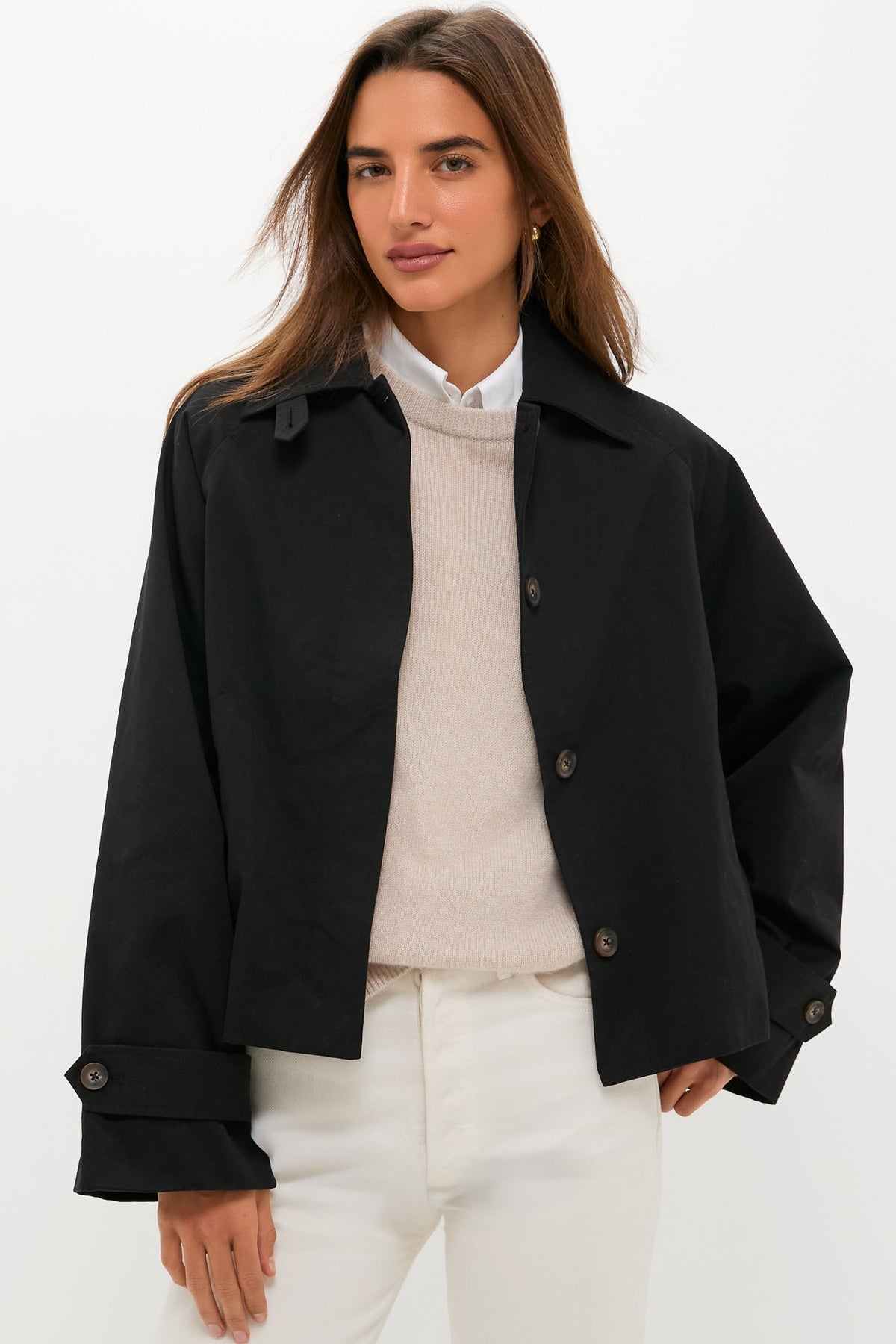Black Drew Short Trench Coat