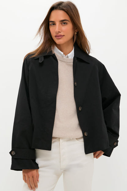 Black Drew Short Trench Coat