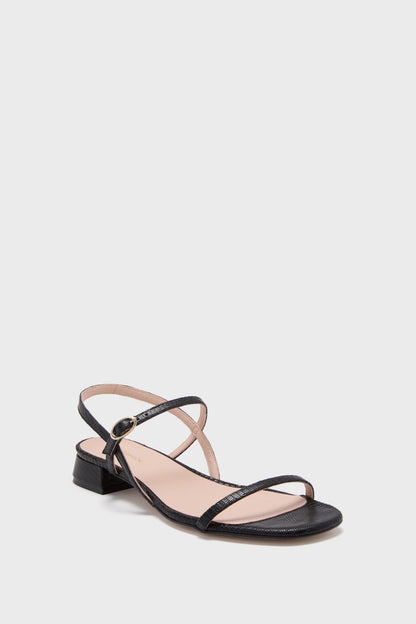 Black Embossed Leather Evelyn Sandals