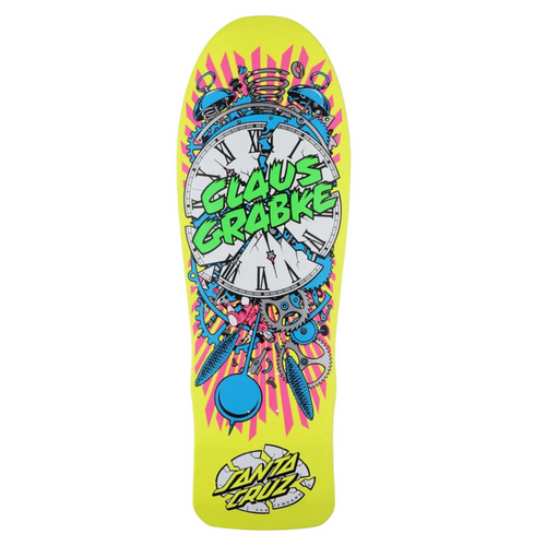 Santa Cruz Claus Grabke Exploding Clock Reissue Deck 10.04in x 29.83in - Neon Yellow