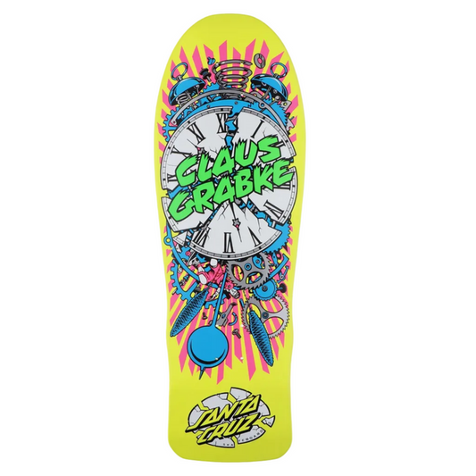 Santa Cruz Claus Grabke Exploding Clock Reissue Deck 10.04in x 29.83in - Neon Yellow