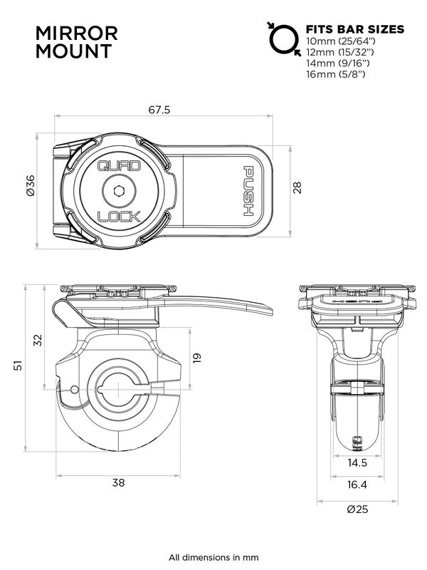 Scooter/Moto Mirror Mount