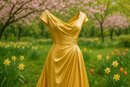 fancy dress with detail on spring background Silk Charmeuse - Honey Yellow - 19mm Designer