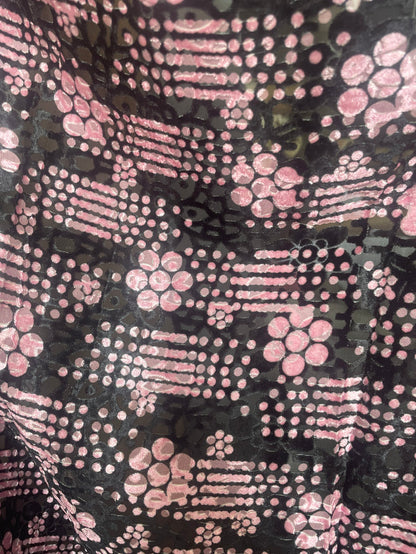 Silk/Rayon Velvet Burnout - Disco Floral - Black & Pink