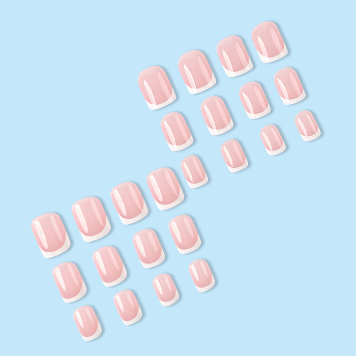 Simple White French Fake Nails