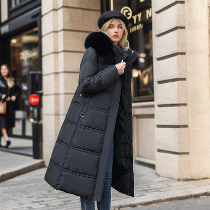 Slim-fit Slimming Big Fur Collar Extended Cotton-padded Jacket