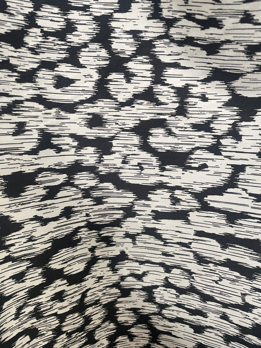 Spanish Rayon Print - Fused - Black & White Glitch Cheetah