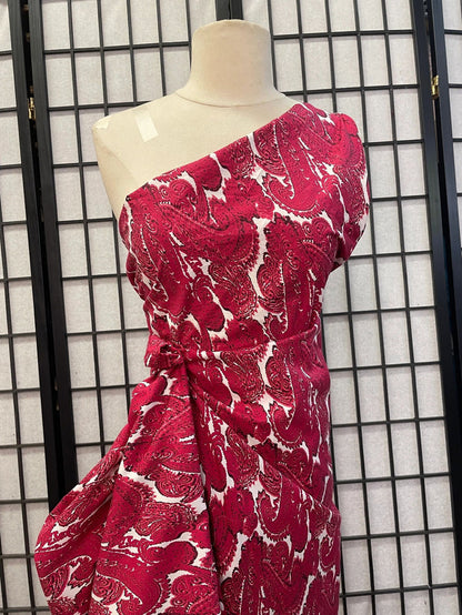 Stretch Italian Cotton Print- Fushia & White