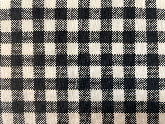 Stretch Twill Rayon Spandex - Gingham Plaid - Black & White