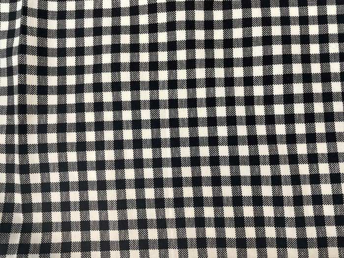 Stretch Twill Rayon Spandex - Gingham Plaid - Black & White