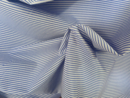 Stripe Poly Cotton Shirting - Blue & White