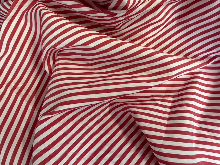 Striped Cotton Shirting - Red & White