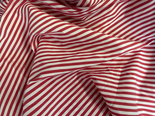 Striped Cotton Shirting - Red & White