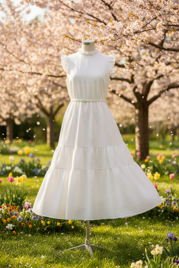 Textured Cotton Mini Pique - Bright White