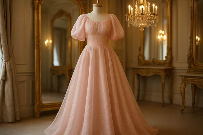 a lovely dress with Textured Japanese Poly Organza - Blush Pink in fancy area