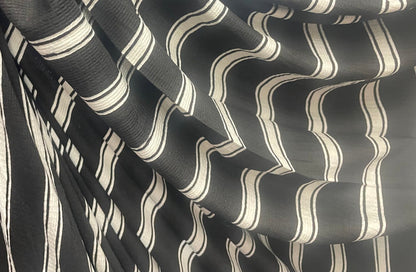 Textured Striped Cotton Jersey - Black & White