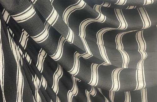 Textured Striped Cotton Jersey - Black & White
