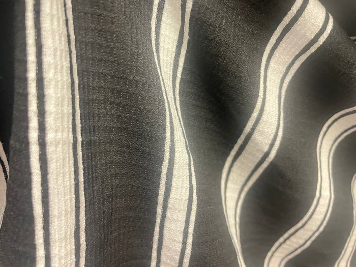 Textured Striped Cotton Jersey - Black & White